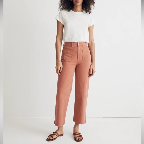 Madewell Emmett 2.0 Wide-Leg Crop Pants NK161 Pink Dried Rose Sz 33P - Picture 14 of 15